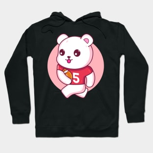 Cute Polar Bear Rugby American Football Hoodie